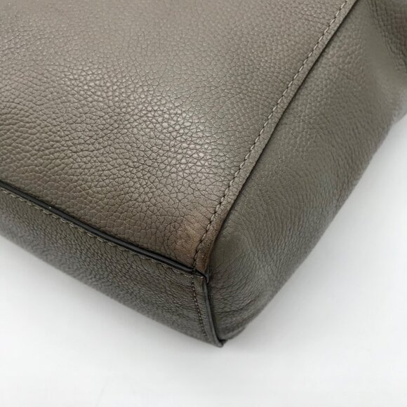 Coach Gray Pebbled Leather Turnlock Chain Tote Bag 57107 - Picture 8 of 11